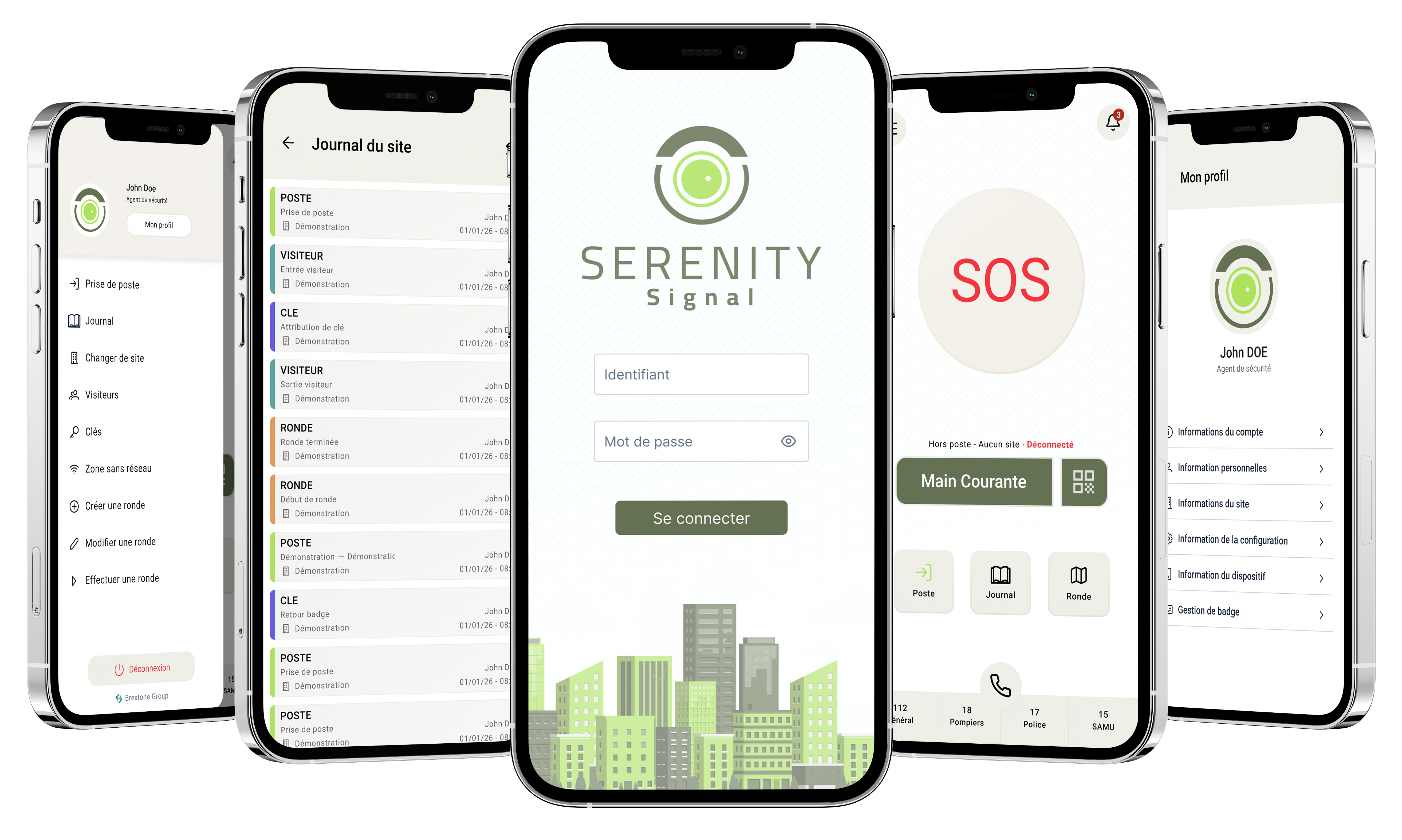 Serenity Signal - Écrans de l'application